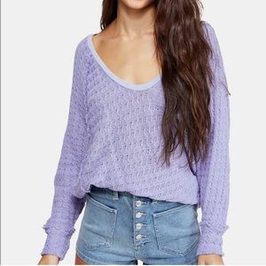 Free People Theins Hacci Fringe Sweater in Periwinkle